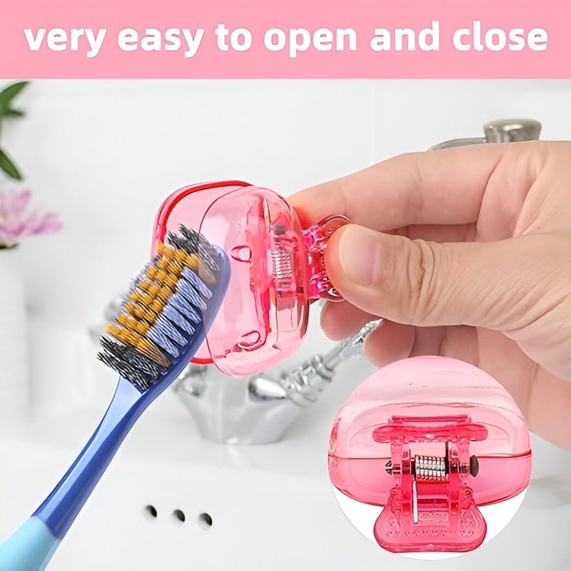 LEDHOLYT Toothbrush Head Cover Set - Portable Toothbrush Head Protector, Protective Portable Plastic Clip's Toothbrush Cover for Household Travel, Camping, Bathroom, School, Work (Colour May Vary) (12) - Image 4