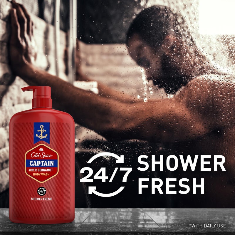 Old Spice Refreshing Body Wash for Men, 3X Defense, 24/7 Shower Fresh with Long Lasting Scent, Red Collection, Captain with Bergamot Scent, 33.4 oz - Image 3