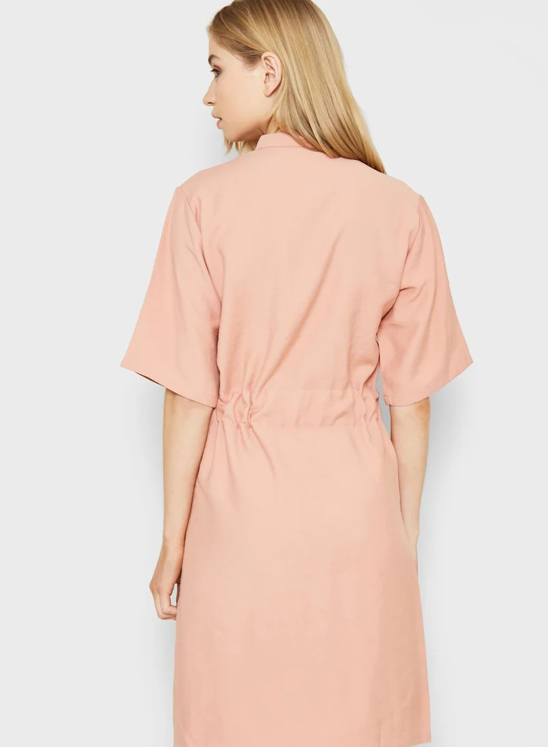 Native Youth Button Down Belted Shirt Dress