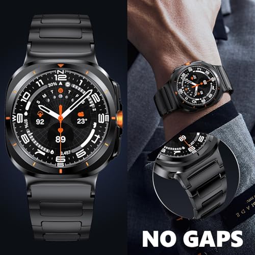 PanPinnacle Stainless Steel Band Compatible with Galaxy Watch ultra 2/1 Bands 47mm (2025/2024),No Gap Business Metal Replacement Strap for Men Samsung Galaxy watch 8/7 Ultra Band (Black) - Image 2