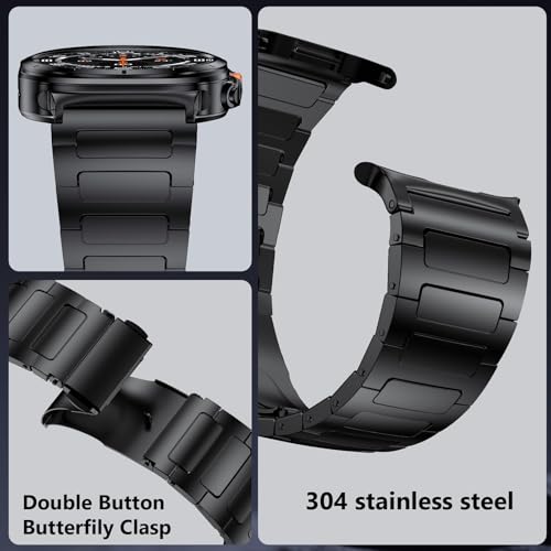 PanPinnacle Stainless Steel Band Compatible with Galaxy Watch ultra 2/1 Bands 47mm (2025/2024),No Gap Business Metal Replacement Strap for Men Samsung Galaxy watch 8/7 Ultra Band (Black) - Image 3