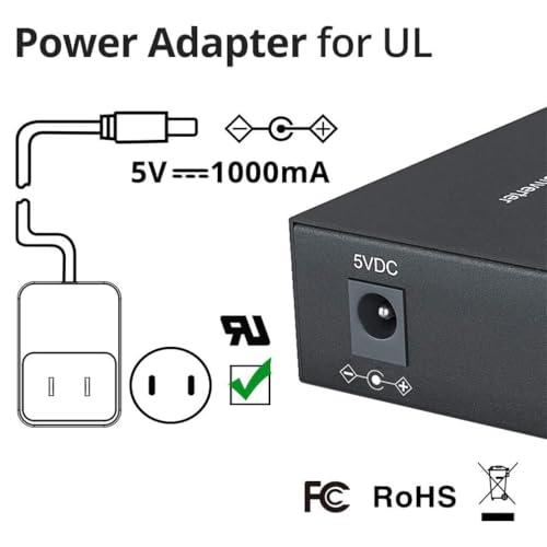 10Gtek a Pair of Gigabit Ethernet Bidi Media Converter, SingleMode Single LC Fiber to Ethernet RJ45 Converter for 10/100/1000Base-Tx to 1000Base-LX, UL Certified, up to 3-km - Image 4
