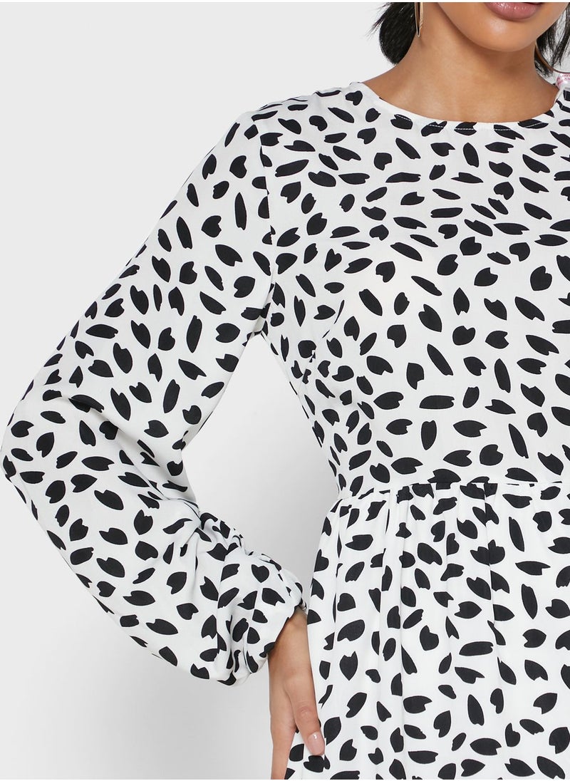 Missguided - Ruffle Hem Printed Midi Dress - Image 1