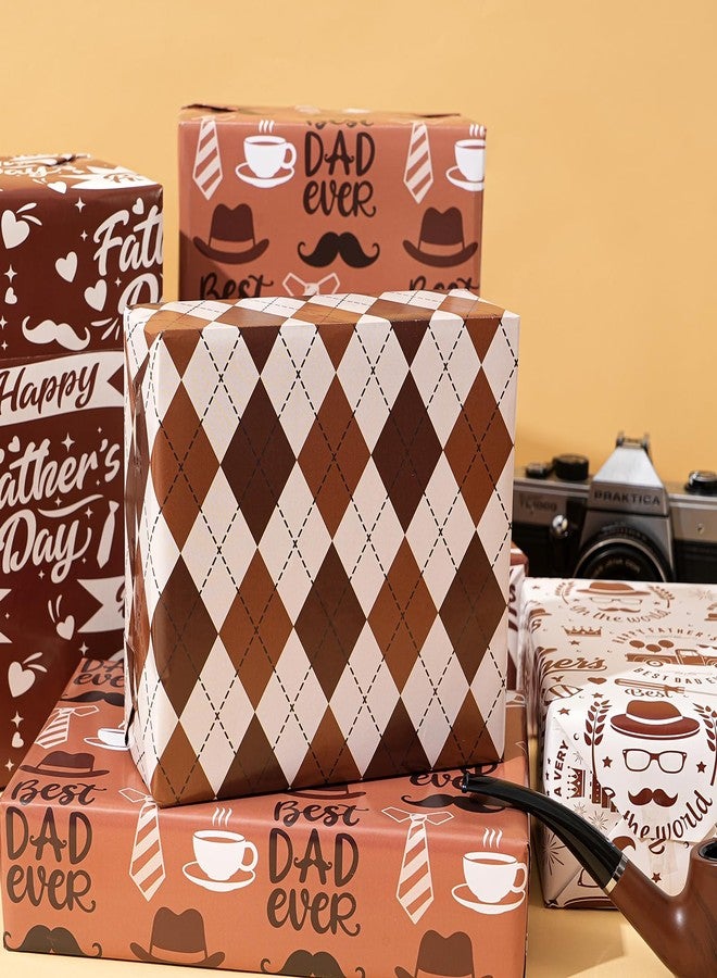 Ulmasinn Father's Day Wrapping Paper - Premium Brown Gift Wrap for Dad with Happy Father's Day & Best Dad Ever Prints - 20x29 Inches, 8 Sheets - Vintage Tie & Mustache Design - Ideal for Gifts - Image 5