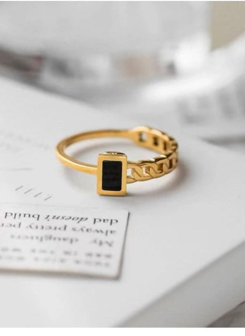 NoonaGo - 18k Gold Plated Stainless Steel Ring For Women Size 7 - Image 1