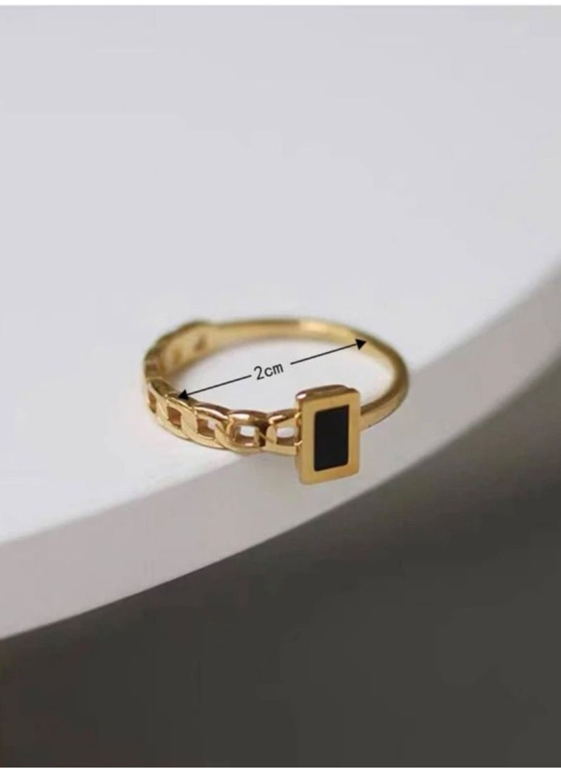 NoonaGo - 18k Gold Plated Stainless Steel Ring For Women Size 7 - Image 1