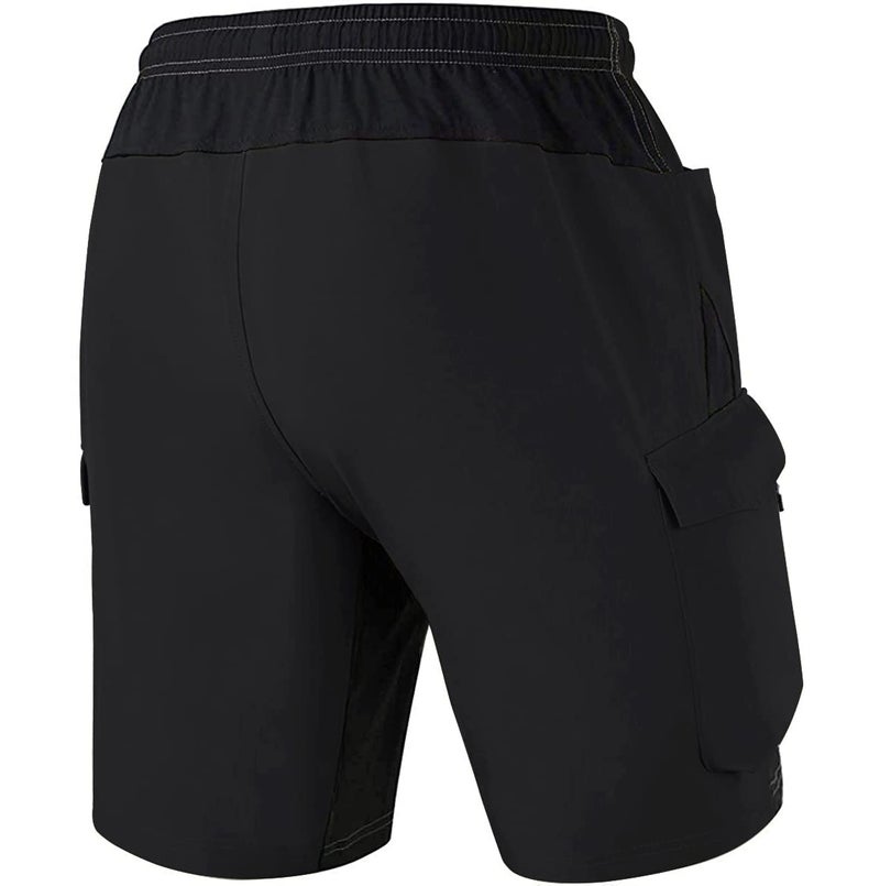 VAYAGER Men's Mountain Bike Shorts 3D Padded Bicycle MTB Shorts Loose-fit Lightweight MTB Cycling Shorts (All Black-L) - Image 2