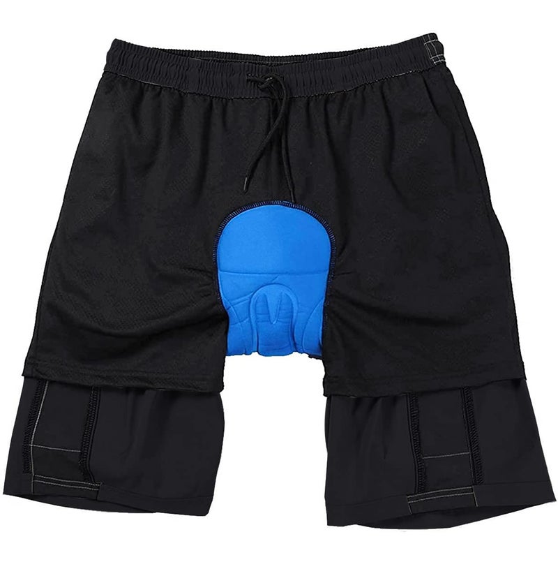 VAYAGER Men's Mountain Bike Shorts 3D Padded Bicycle MTB Shorts Loose-fit Lightweight MTB Cycling Shorts (All Black-L) - Image 4