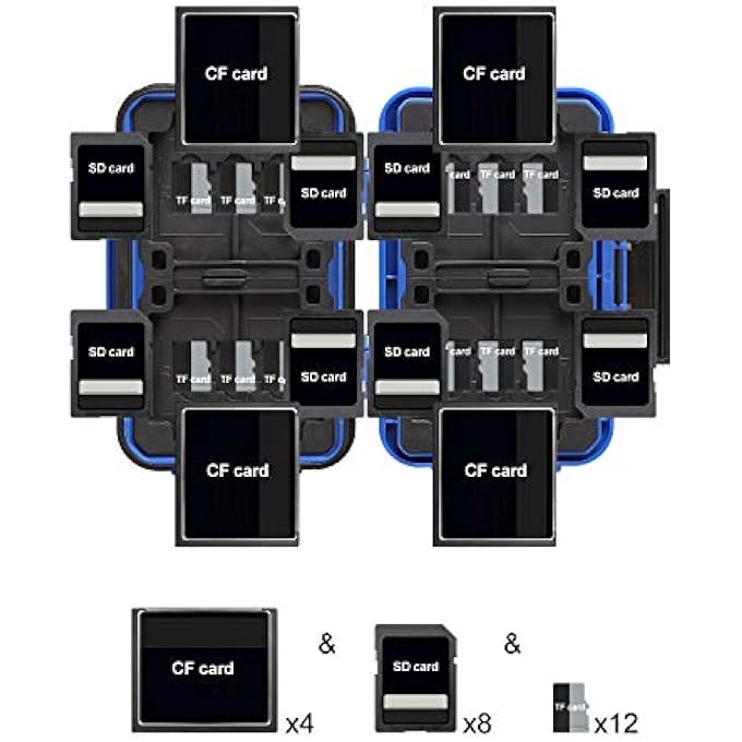 Lynca MEMORY CARD CASE, MEMORY CARDS HARD PROTECTOR CASE PROFESSIONAL WATERPROOF ANTI-SHOCK COMPACT CAMERA CARD HARD STORAGE BOX FOR 8 SD CARDS 4 CF CARDS 12 MICRO SD/TF CARDS (BLUE) - Image 3