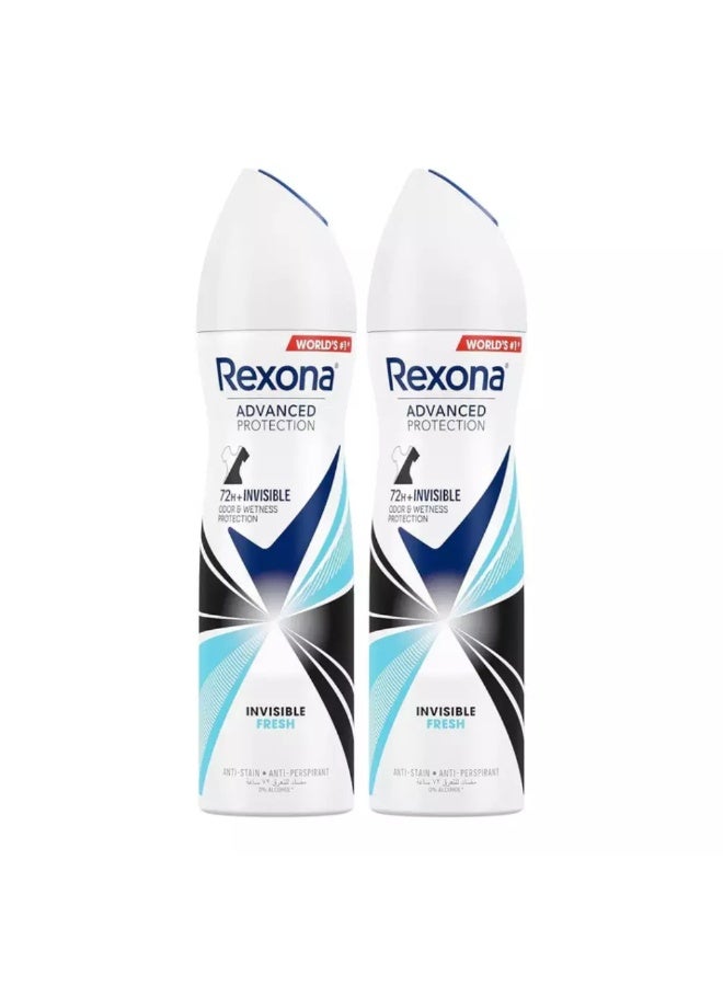 Rexona Invisible Fresh 72H Odor And Wetness Protection Deodorant Spray- 2X150ml