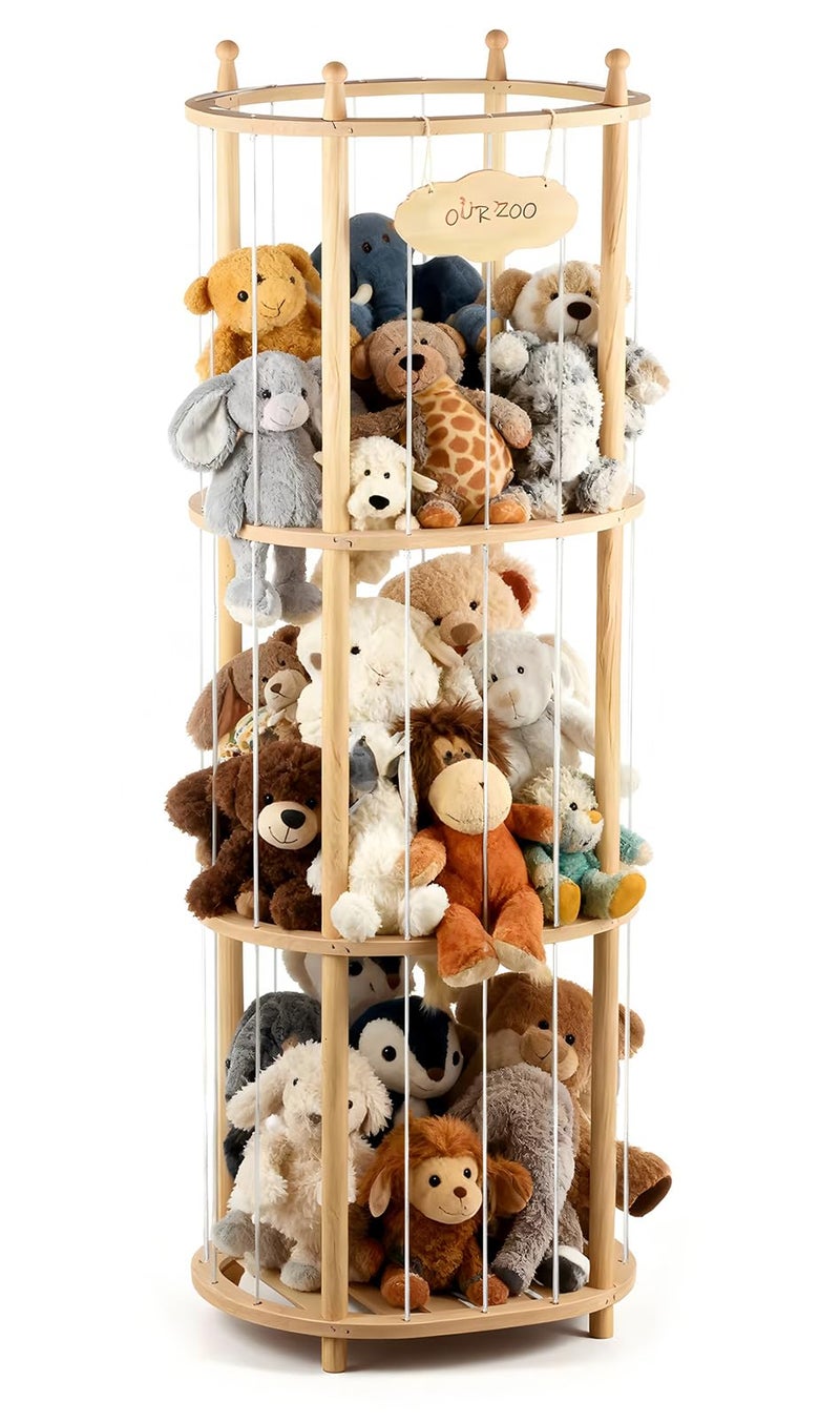 Viyuse Stuffed Animal Zoo Storage Extra Large Wooden Stuffed Animal Holder Soft Toy Organizer Nursery Zoo Cage Plush Stuffed Toy Cage Kids Playroom Bedroom Decor Display Corner Oval Shaped - Image 2