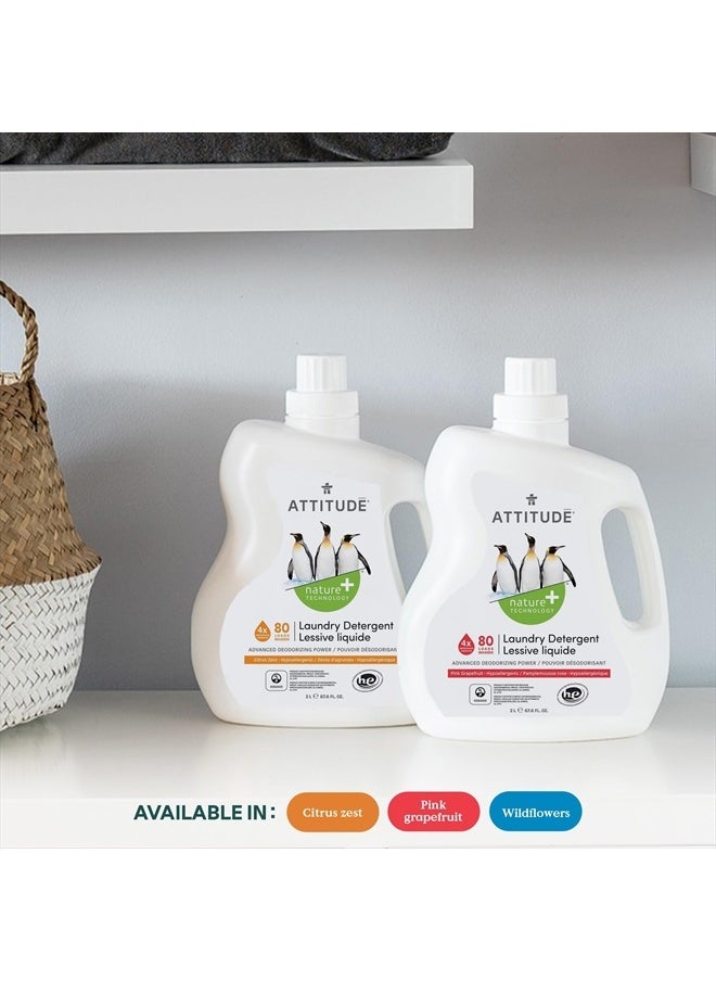Attitude - Liquid Laundry Detergent, EWG Verified Laundry Soap, HE Compatible, Vegan and Plant Based Products, Cruelty-Free, Pink Grapefruit, 80 Loads, 67.6 Fl Oz - Image 1