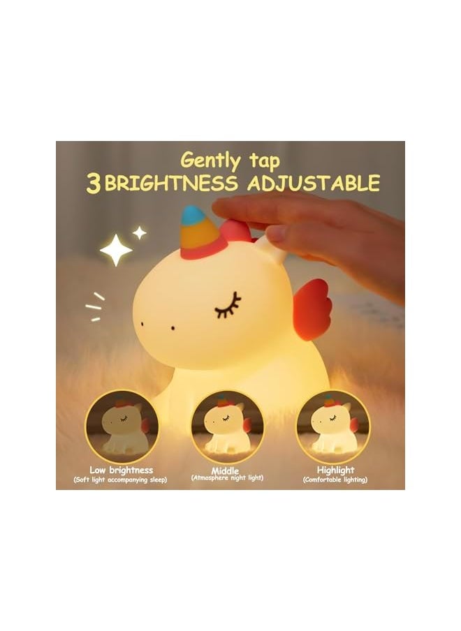 The Bros Unicorn Cute Night Light for Kids, Silicone Rechargeable Night Light 3 Level Dimmable Bedside Touch Lamp, Bedside Lamp for Children, Cute Gifts Stuff for Boys Girls Baby Children  - Image 3