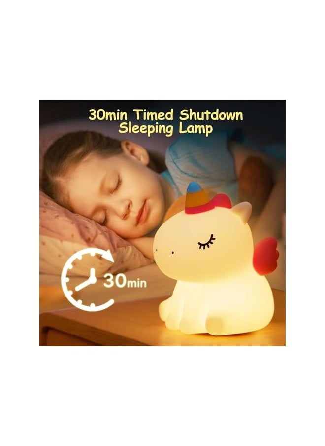 The Bros Unicorn Cute Night Light for Kids, Silicone Rechargeable Night Light 3 Level Dimmable Bedside Touch Lamp, Bedside Lamp for Children, Cute Gifts Stuff for Boys Girls Baby Children  - Image 4