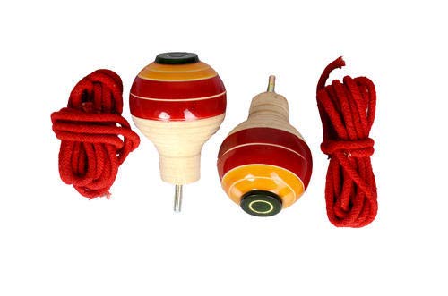 Amit Marketing Wooden Spinning Lattu I with Thread I Bhawra I Latto I Bambaram I Traditional Indian Game I Outdoor Games I Fun & Therapeutic I Toys for Kids & Adults I Pack of 2 Pcs ? Multicolor - Image 1