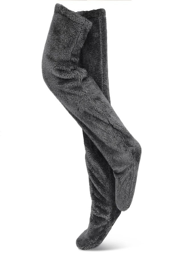 Rednow Cozy Fuzzy Socks Plush Warmth Long Sock,Winter Leg Warmers Over The Knee High Fuzzy Socks, Sleeping Fluffy Sockes,Warm Slippers for Women Girls Indoor (Dark Gray) - Image 1