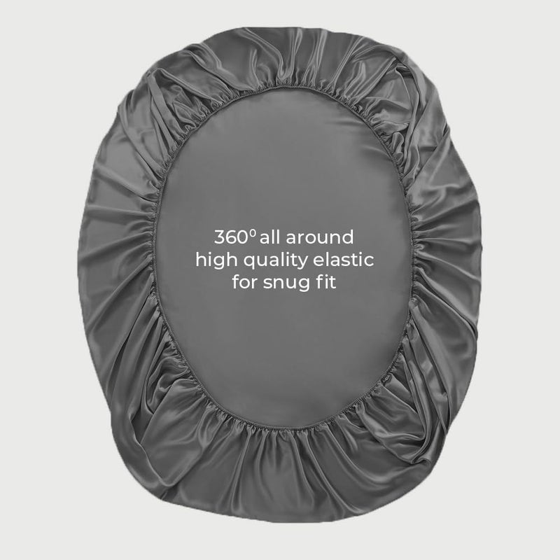 LINENWALAS Super King Fitted Sheet Only, 100% Organic Bamboo Silk Fitted Sheet, Up to 16 Inches (40 cm) Deep Pocket Bottom Sheet, Soft, Cooling, Bedding Fitted Sheet (Charcoal Grey, Super King) - Image 5