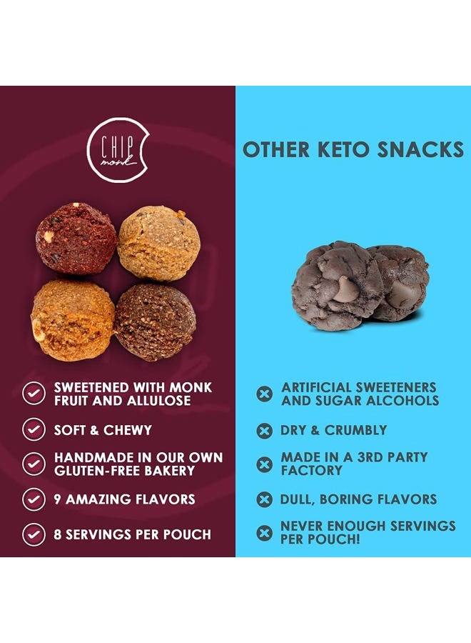 CHIPMONK Keto Cookie Bites Cake Bundle - Keto Snacks with Zero or Low Carb, Gluten-Free Keto Cookies, High Fat, Protein, Low Sugar Dessert Snack Foods for Ketogenic Diets - 2 Pouches (16 Bites) - Image 2