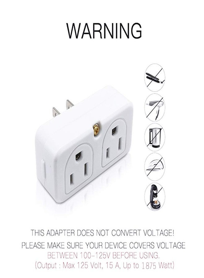 Sycon Adapter Outlet Extender, 2-Prong Mini Wall Plug, Multi Outlet Splitter With 4 Outlets - Image 5