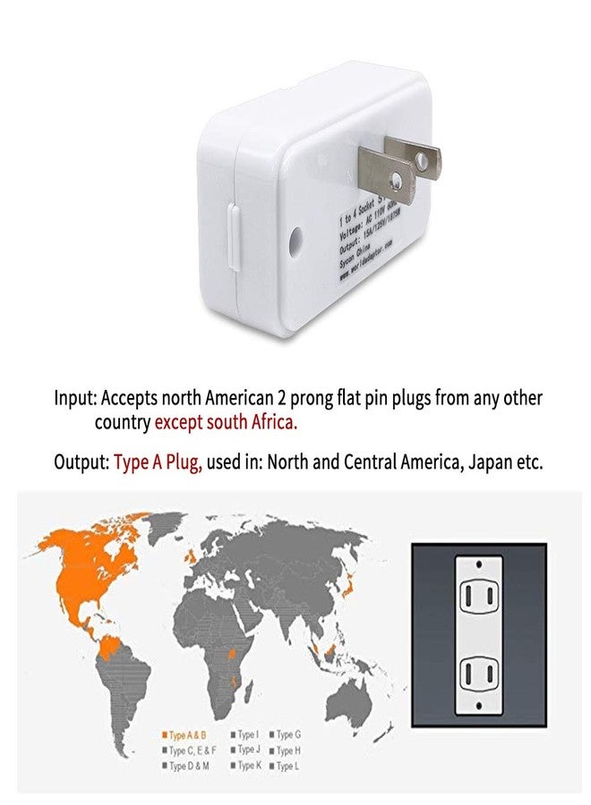 Sycon Adapter Outlet Extender, 2-Prong Mini Wall Plug, Multi Outlet Splitter With 4 Outlets - Image 4