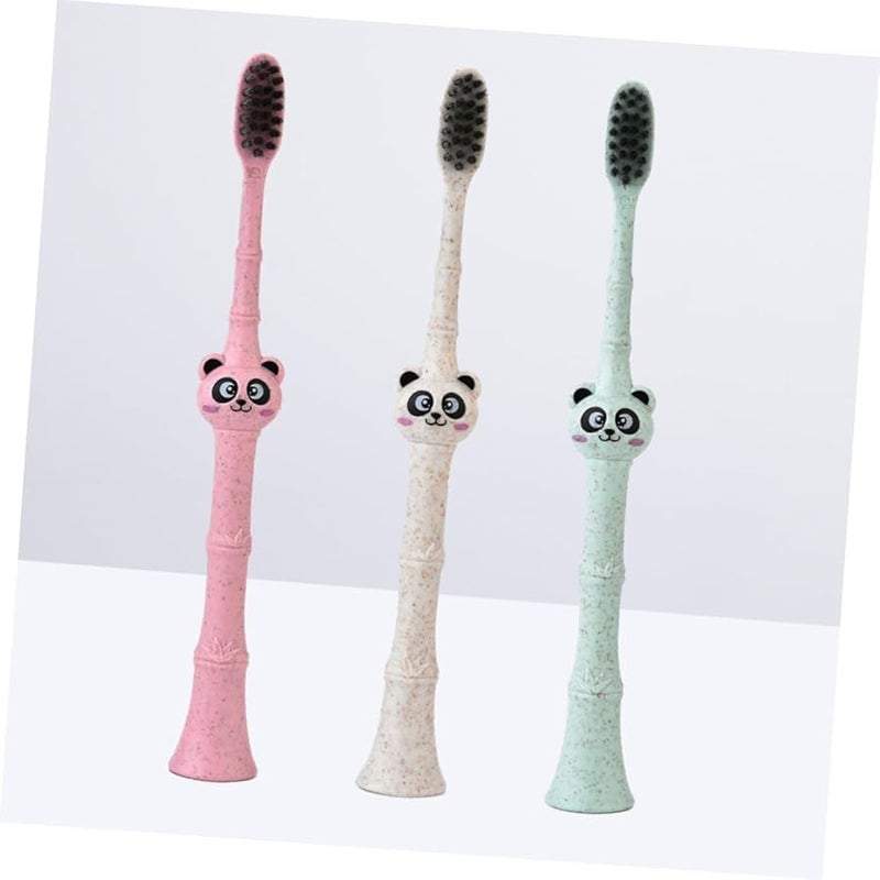 3Pcs Panda Design Kids Toothbrush Soft Bristles Biodegradable Random Color - Image 3