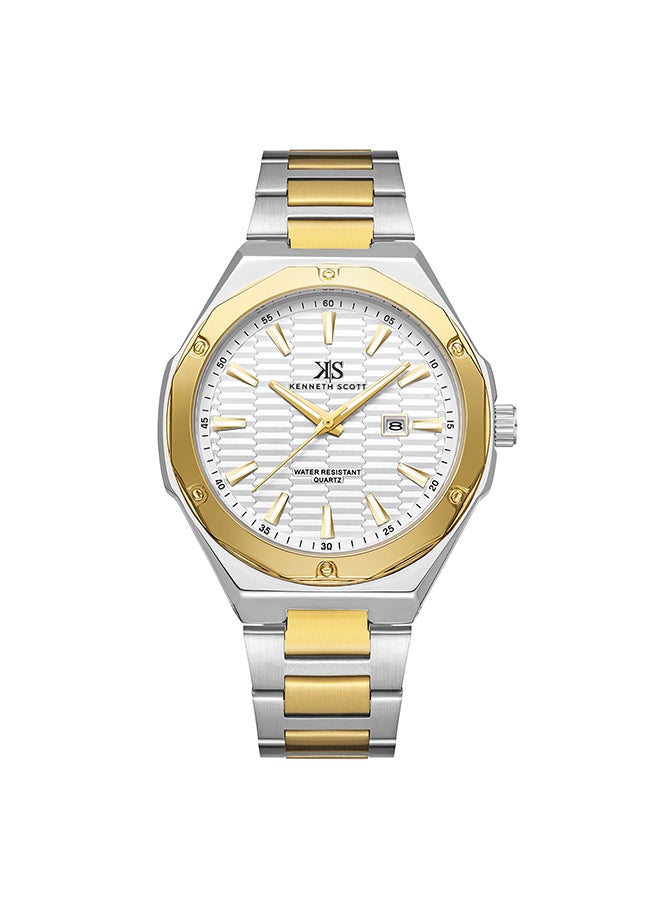 KENNETH SCOTT Men's Analog Round Shape Stainless Steel Wrist Watch K23026-TBTW - 46 Mm - Image 1
