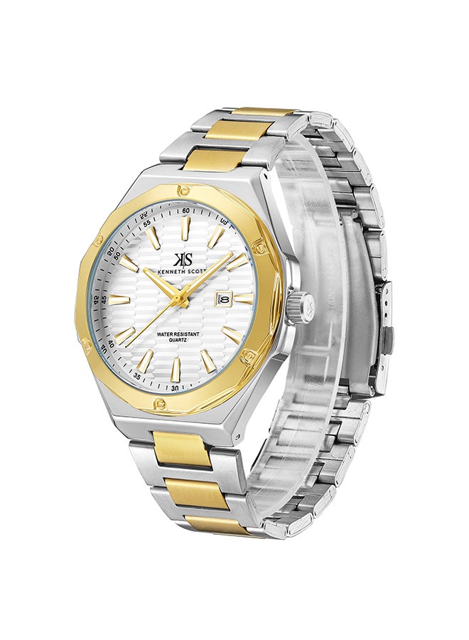 KENNETH SCOTT Men's Analog Round Shape Stainless Steel Wrist Watch K23026-TBTW - 46 Mm - Image 2