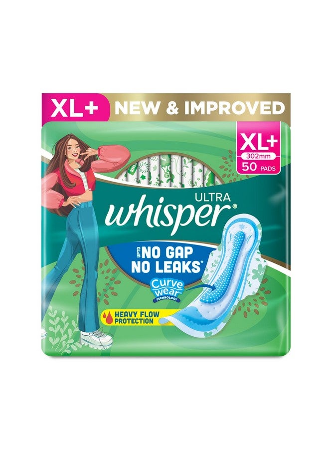 Whisper WHISPER ULTRA HYGIENE+COMFORT SANITARY PADS, 50 XL+ PADS, FOR HEAVY FLOW, LONG LASTING PROTECTION, LOCKS ODOUR & WETNESS, DRY TOP SHEET, DISPOSABLE WRAPPER - Image 1