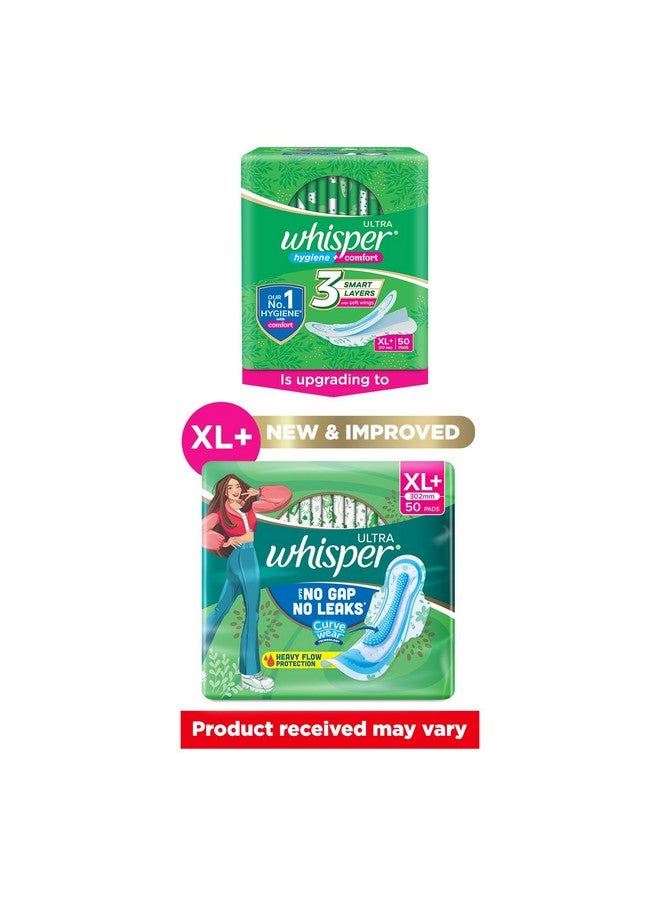 Whisper WHISPER ULTRA HYGIENE+COMFORT SANITARY PADS, 50 XL+ PADS, FOR HEAVY FLOW, LONG LASTING PROTECTION, LOCKS ODOUR & WETNESS, DRY TOP SHEET, DISPOSABLE WRAPPER - Image 2