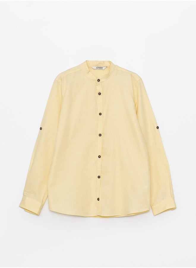 LC WAIKIKI - Grandad Collar Basic Long Sleeve Boy Shirt - Image 1