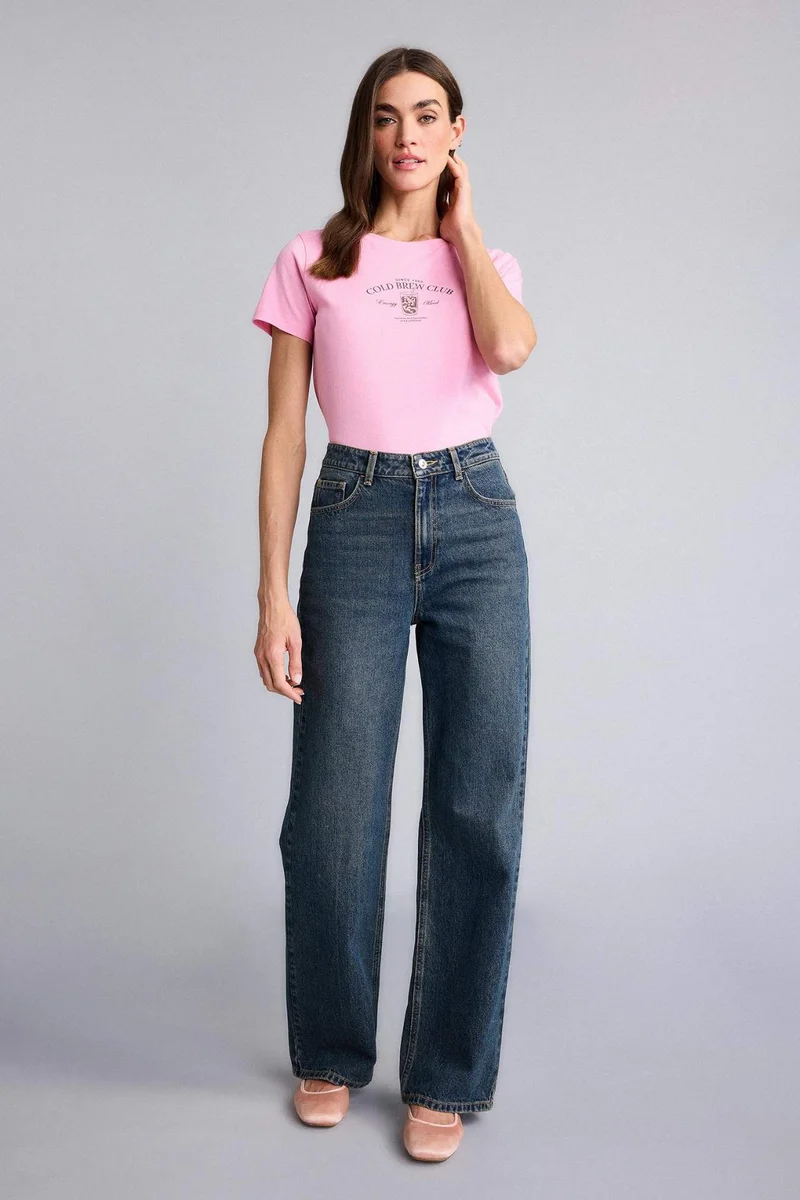 ديفاكتو Regular Fit Crew Neck Printed Short Sleeve T-Shirt