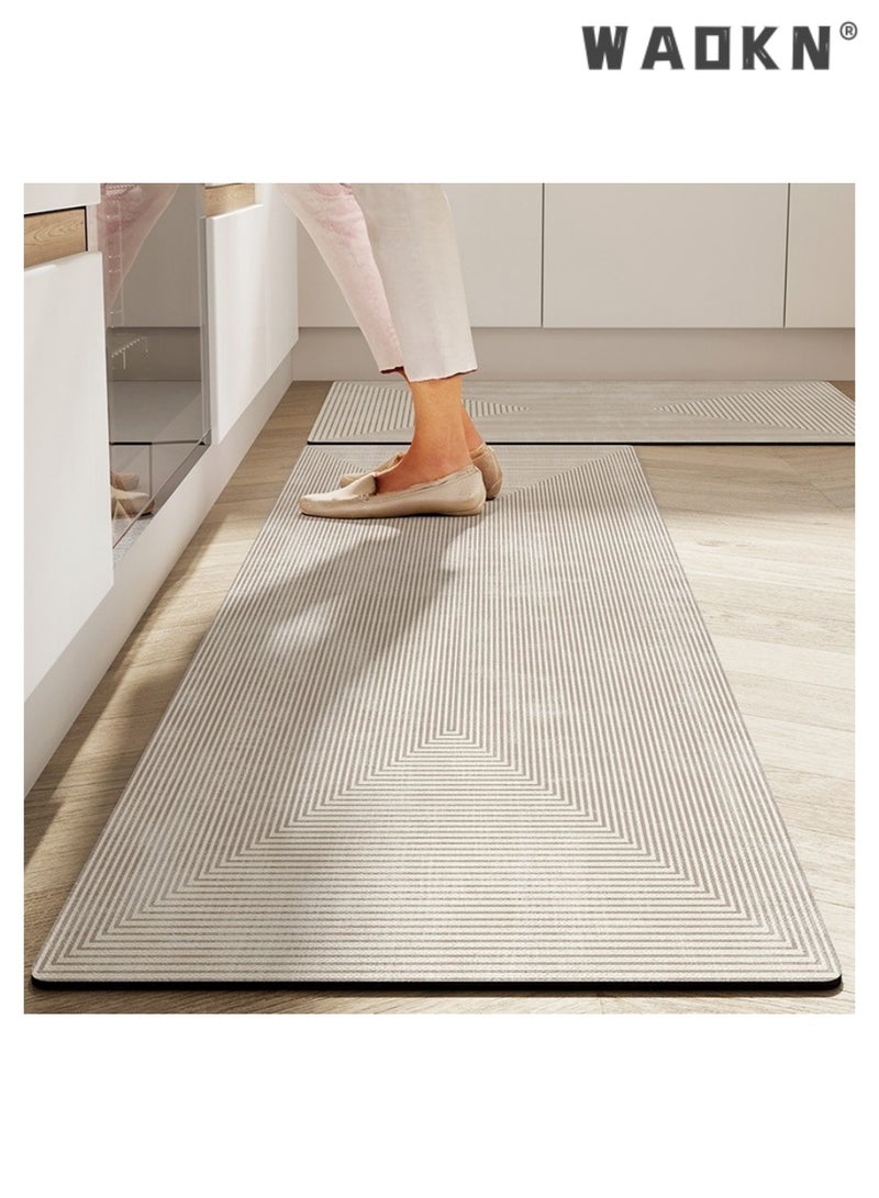 WAOKN Diatom Mud Bath Mat Set Bathroom Kitchen Rug Mat Extra Soft and Absorbent Bath Rugs Non-Slip Quick Drying Floor Bath Tub Mat for Bathroom Floor Tub and Shower Anti slip mat household long strip two-piece set foot pad 40*60cm/40*120cm - Image 1