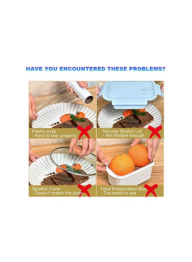 Zaboon Elastic Food Storage Covers For Bowls Reusable Food Leftover Covers Bowl Covers Elastic Plastic Food Covers Stretch Reusable For Family Outdoor Picnic - Image 3