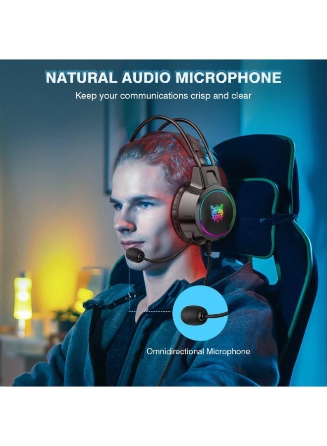 أونيكوما سماعات ألعاب X15 PRO ثنائية الرأس مزودة بميكروفون مانع للضوضاء، متينة، ستيريو محيطي، وإضاءة RGB. - Image 3