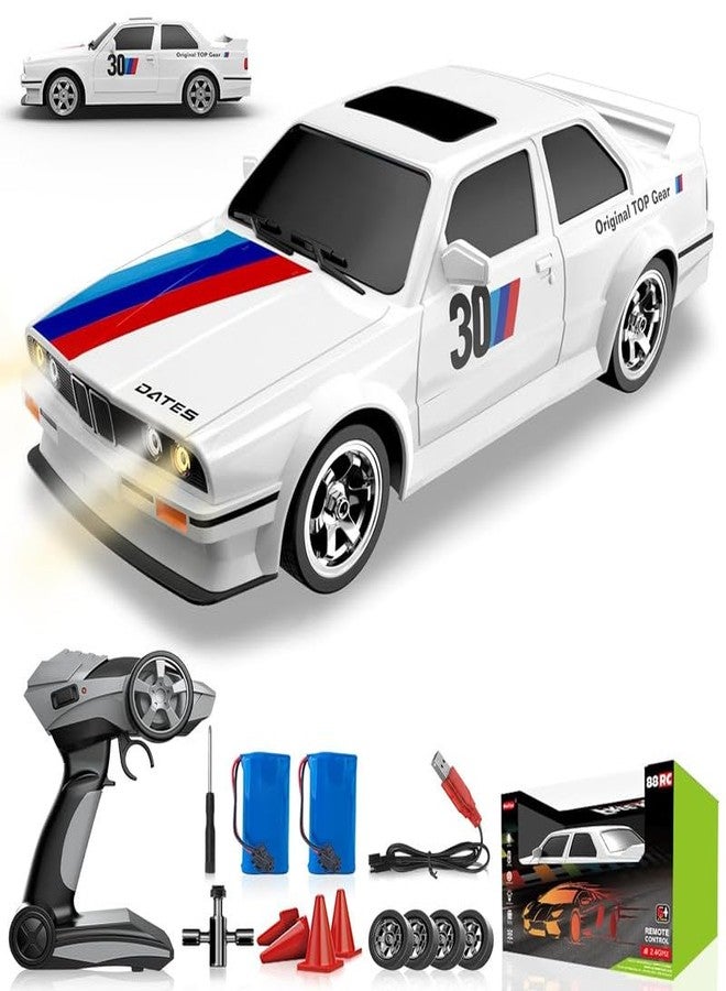 ANTALYA Remote Control Cars 1:16 Scale RC Drift Car 2.4Ghz 30KM/H High Speed 4WD RTR Racing Car with Drift Tires LED Lights 2 Pcs Rechargeable Batteries RC Sport Cars Toys for Kids (White) - Image 1
