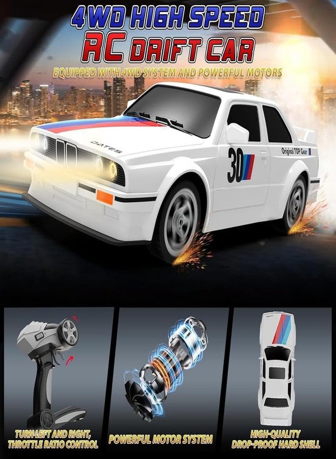 ANTALYA Remote Control Cars 1:16 Scale RC Drift Car 2.4Ghz 30KM/H High Speed 4WD RTR Racing Car with Drift Tires LED Lights 2 Pcs Rechargeable Batteries RC Sport Cars Toys for Kids (White) - Image 2