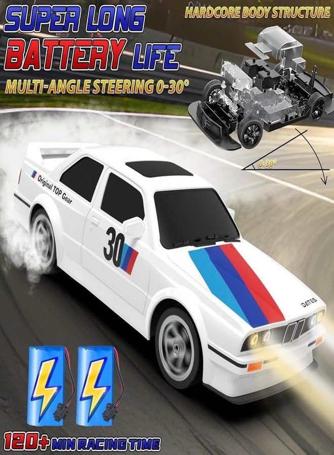 ANTALYA Remote Control Cars 1:16 Scale RC Drift Car 2.4Ghz 30KM/H High Speed 4WD RTR Racing Car with Drift Tires LED Lights 2 Pcs Rechargeable Batteries RC Sport Cars Toys for Kids (White) - Image 3