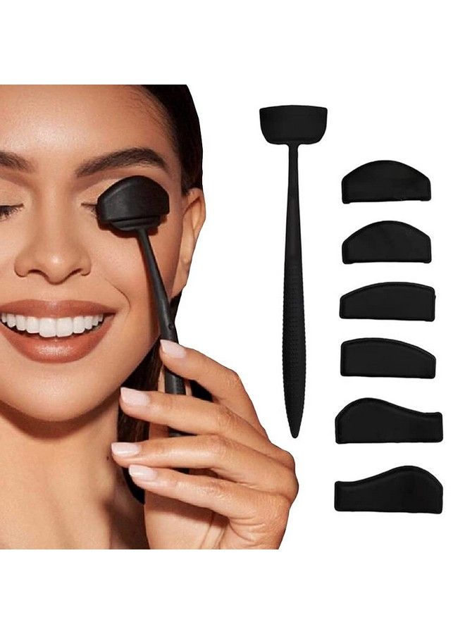 maycreate 6 In 1 Eyeshadow Crease Line Kit Silicone Eyeshadow Palette Tamp Eyeshadow & Eyeliner Applicator Lazy Eyeshadows Fixer Quick Eye Makeup Tool For Beginners - Image 2