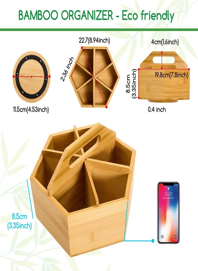 MEEDEN Bamboo Rotating Art Supply Desk Organizer: Pen & Pencil Holder for Desk- Desktop Storage for Markers, Colored Pencils, Crayons, Paint Brushes, Office School Classroom - Image 3
