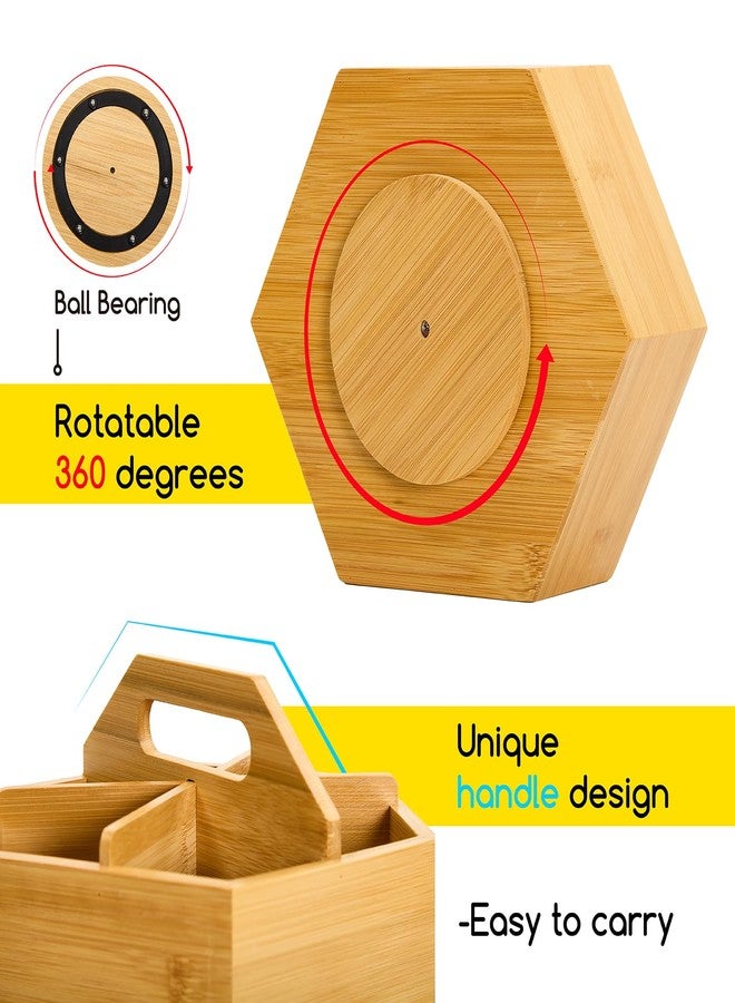 MEEDEN Bamboo Rotating Art Supply Desk Organizer: Pen & Pencil Holder for Desk- Desktop Storage for Markers, Colored Pencils, Crayons, Paint Brushes, Office School Classroom - Image 5