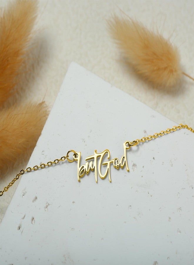 Ohmique But God Bible Inspirational Faith Necklace - Dainty Stainless Steel Gold Letter Necklace Gifts for Women - Image 2