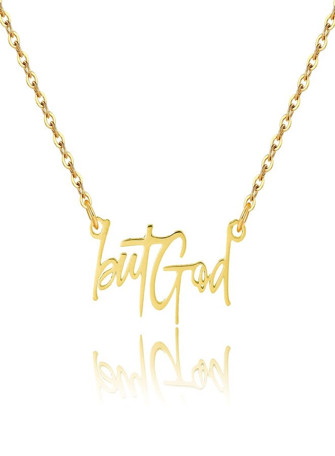 Ohmique But God Bible Inspirational Faith Necklace - Dainty Stainless Steel Gold Letter Necklace Gifts for Women - Image 1
