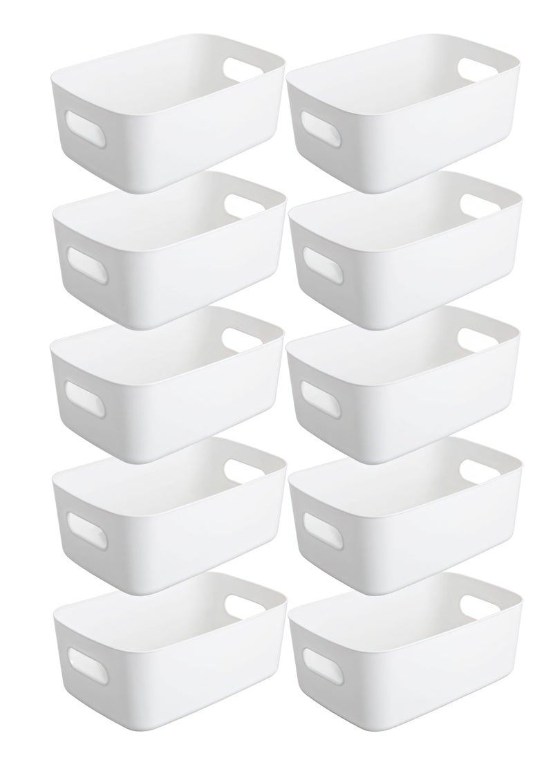 ARUWA Plastic Storage Bins Multiuse Desk Cabinet Organizer with Built in Handle, Set of 10  - Image 1