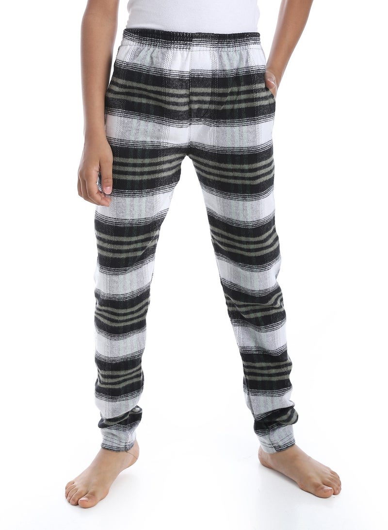 Andora Regular fit Checkered Trousers For Boy's_Olive , Black & White - Image 1