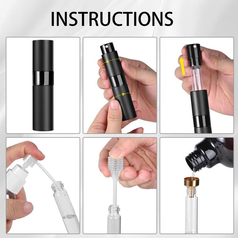 Likealot Perfume Travel Refillable Atomizer 8Ml (3Pcs) - Empty Cologne Spray Bottle  Portable & Leakproof Sprayer For Travel (Black) - Image 2