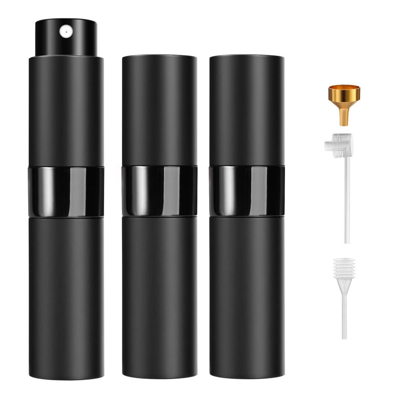 Likealot Perfume Travel Refillable Atomizer 8Ml (3Pcs) - Empty Cologne Spray Bottle  Portable & Leakproof Sprayer For Travel (Black) - Image 1