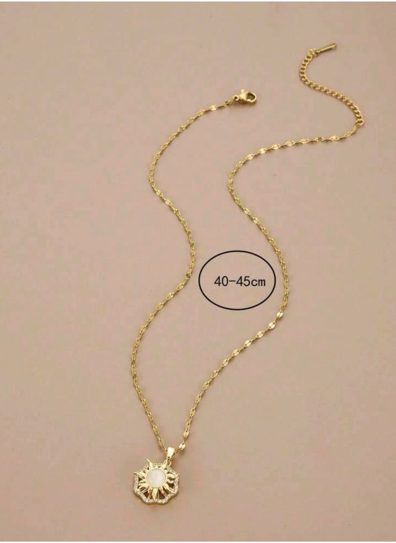 Noon-chi - Elegant Stainless Steel Gold Plated Necklace For Women - Image 1