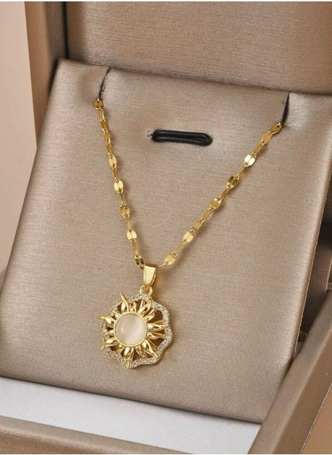 Elegant Stainless Steel Gold Plated Necklace For Women