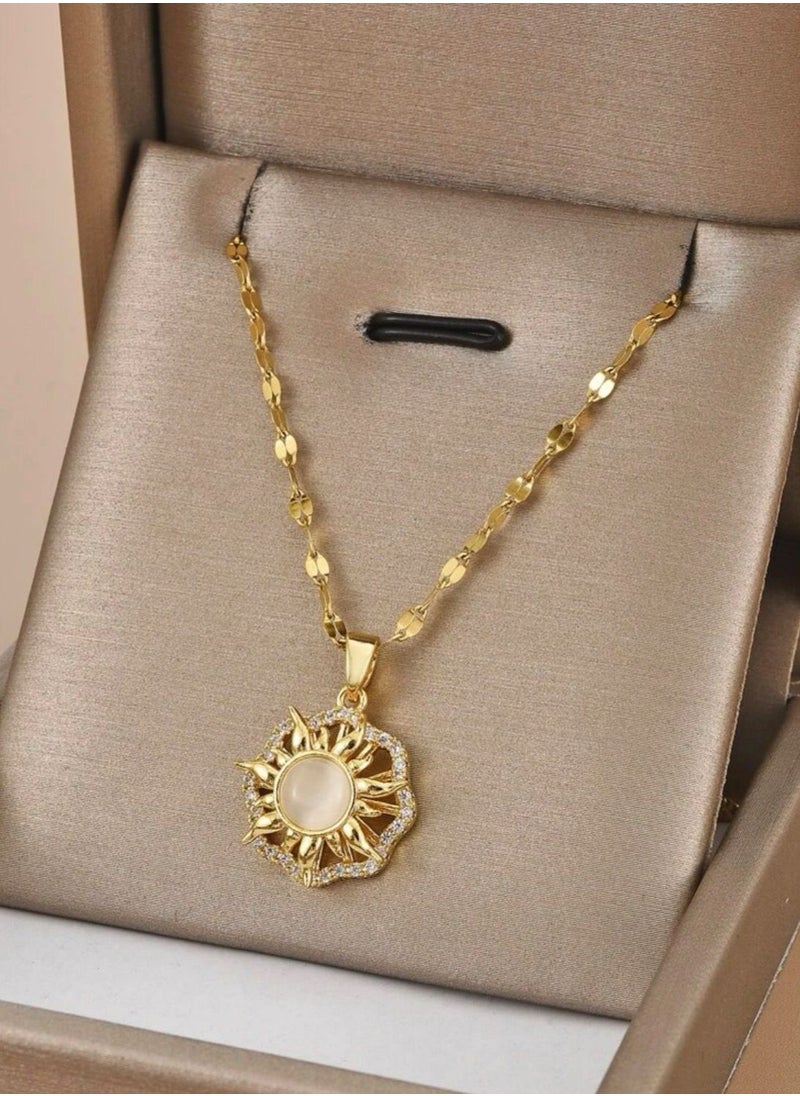 Noon-chi - Elegant Stainless Steel Gold Plated Necklace For Women - Image 1