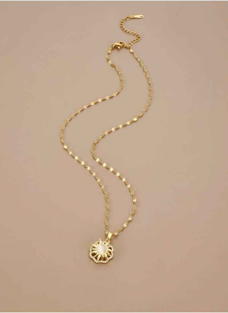 Noon-chi - Elegant Stainless Steel Gold Plated Necklace For Women - Image 1